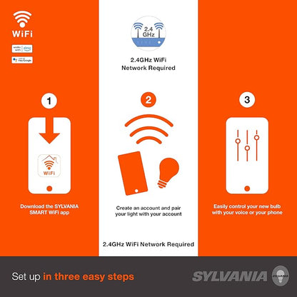 Sylvania WiFi LED Smart Light Bulb, 65W Equivalent Dimmable Soft White BR30 - Image 2