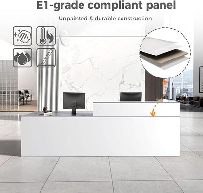 Reception Desk with Counter, Modern Front Desk Reception Counter with Keyboard - Image 3