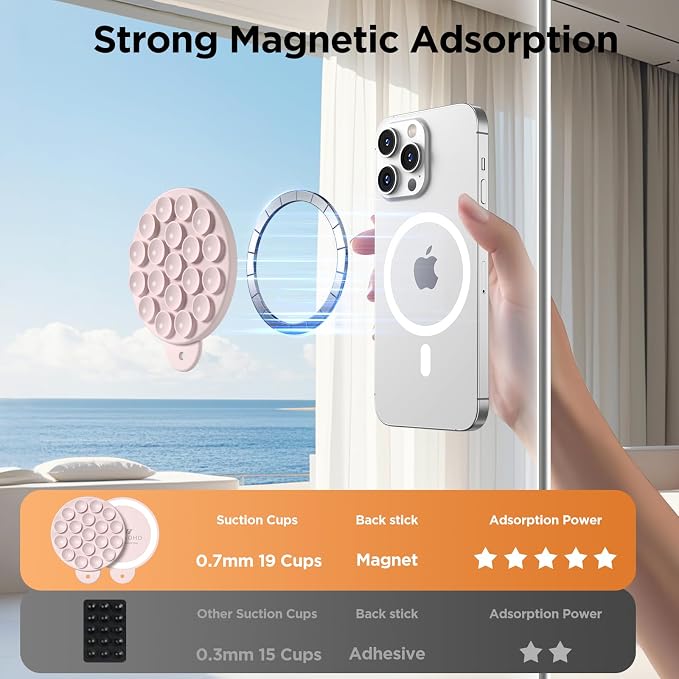 Magnetic Suction Cup Mount for MagSafe Case, Silicone Hands-Free Grip Holder - Image 4