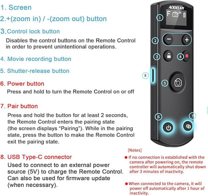 Remote Control for Fujifilm Camera, USB-C Rechargeable Wireless Shutter Release - Image 6