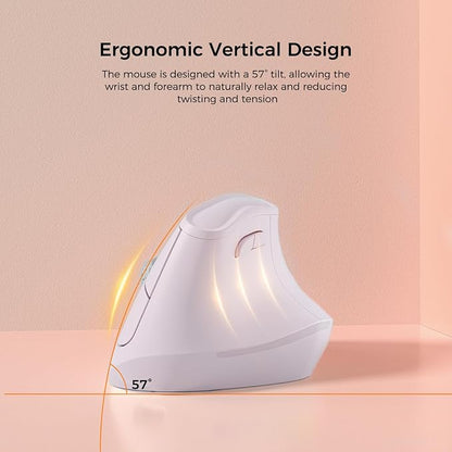 57° Ergonomic Wireless Tower Mouse, Vertical Quiet Ergo Mouse, 7 Buttons - Image 2