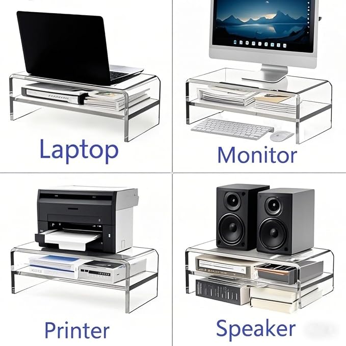 Acrylic Monitor Stand, 2 Tier Computer Monitor Stand Riser，20 inch Acrylic - Image 3