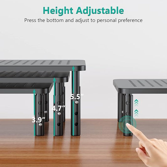 WALI Dual Monitor Stand for Desk, Desk Monitor Riser 3 Height Adjustable - Image 2