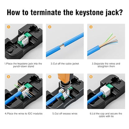 iwillink 10Gbps Cat6 Keystone Jack 10-Pack, RJ45 Keystone Jack, 90-Degree - Image 6