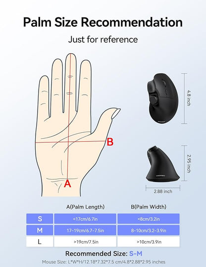 TECKNET Ergonomic Mouse, Rechargeable Wireless Bluetooth Mouse, Vertical Mouse - Image 7