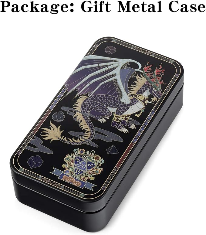 DnDnD Acient Silver Metal DND Dice Set, Pathfinder, Savage World and Table Games - Image 2