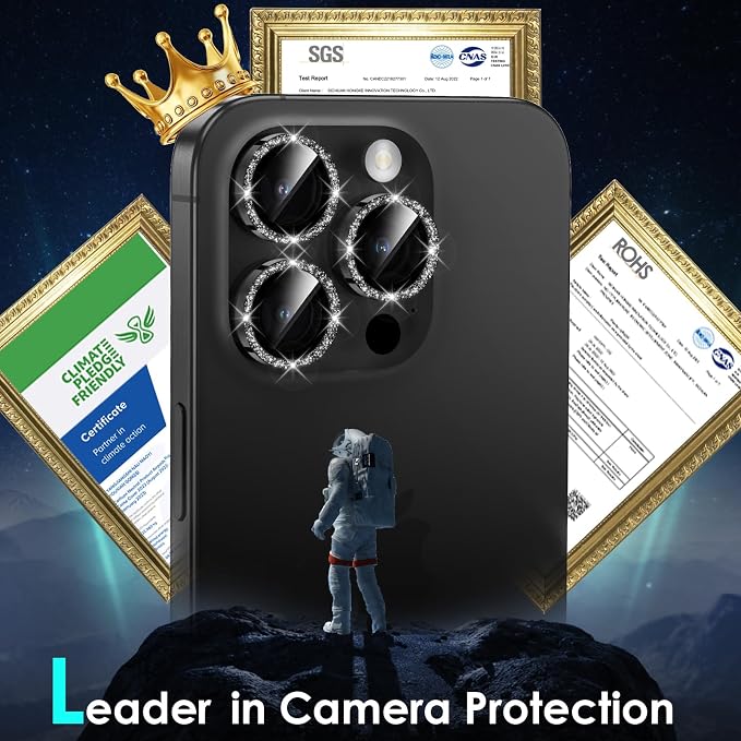YWXTW Designed for iPhone 15 Pro/iPhone 15 Pro Max Camera Lens Protector Bling - Image 2
