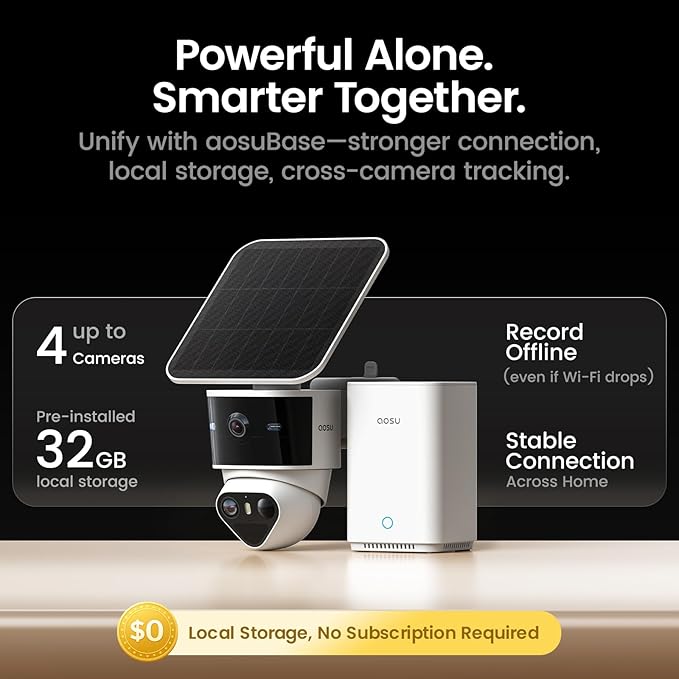 aosu T2 Pro Solar Security Cameras Wireless Outdoor, 2 Cam Kit, 3K Dual Cam No - Image 5