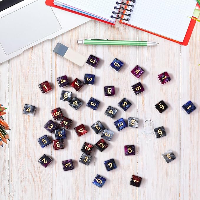Poen 40 Pcs 16mm Dice Set Bulk, 6 Sided Standard Colored Dices - Image 4