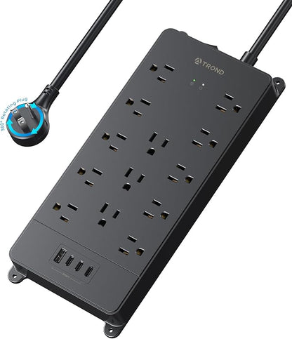 TROND 360° Rotating Flat Plug, Surge Protector Power Strip, 13AC Widely Spaced by TRONDOfficial