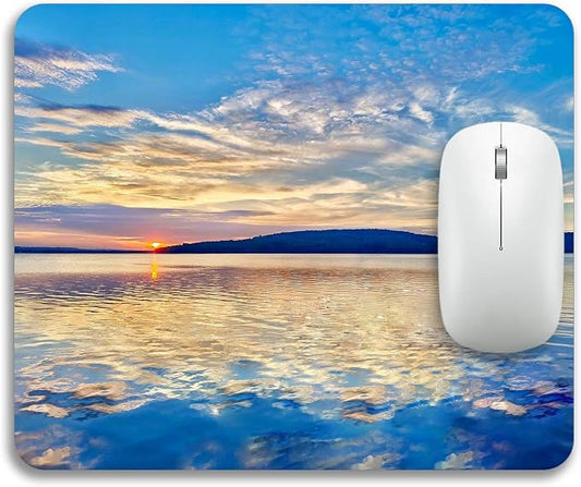 Beautiful Lake and Mountains at Sunset Mouse Pad Mat Rectangle Non-Slip Rubber - Image 2