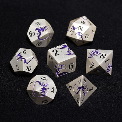 Purple Dragon Metal Dice HNCCESG 7 Piece Heavy Metallic D&D Dice Set - Image 3