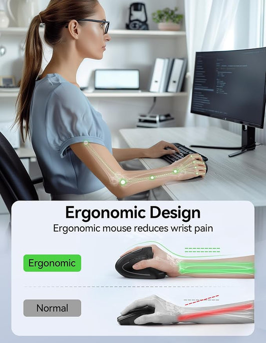 TECKNET Ergonomic Mouse Wireless, Rechargeable Mouse Wireless Silent - Image 2