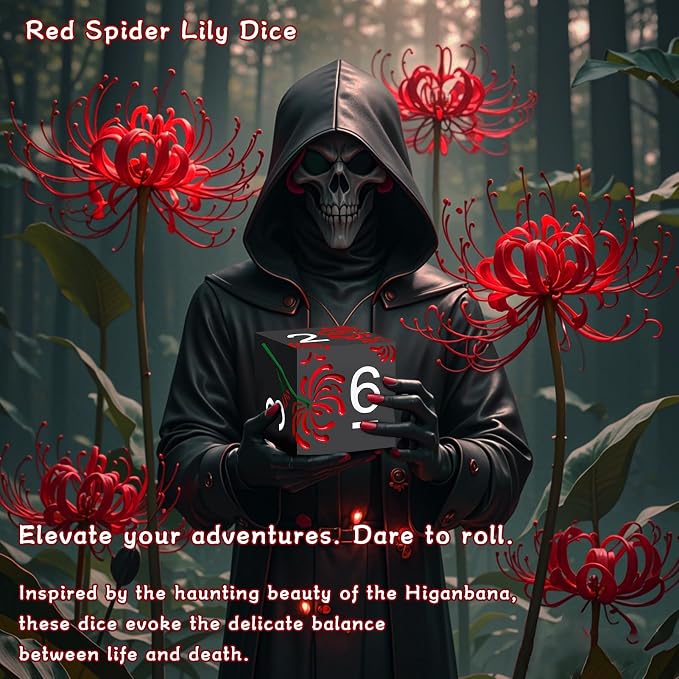 PJOY Metal Dice Set D&D Flower Dice Set DND Polyhedral Dice - Image 3
