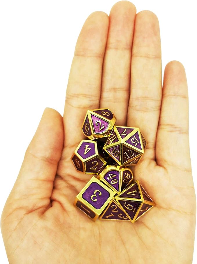 Haxtec D&D Metal Dice Set Gold Purple DND Dice Compatible - Image 7