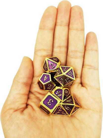 Haxtec D&D Metal Dice Set Gold Purple DND Dice Compatible - Image 7