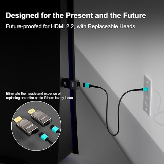 RUIPRO 8K Detachable Full Fiber Optic Armored HDMI 2.1 Cable 10FT, Ultra High - Image 4