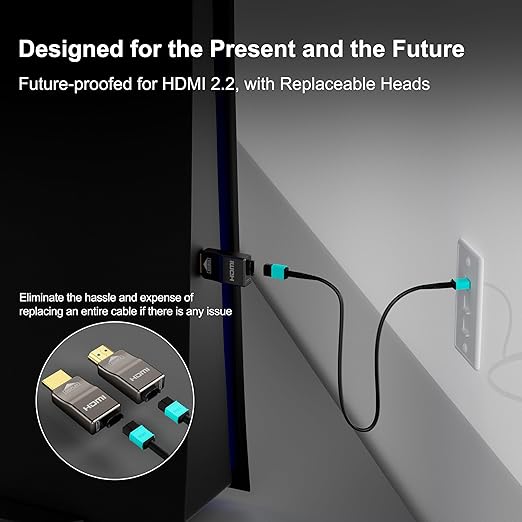 RUIPRO 8K Detachable Full Fiber Optic Armored HDMI 2.1 Cable 25FT, Ultra High - Image 4