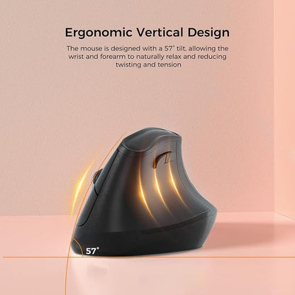 57° Ergonomic Wireless Tower Mouse, Vertical Quiet Ergo Mouse, 5 Buttons - Image 2