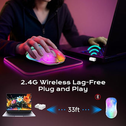 memzuoix 2.4G LED Wireless Mouse, Rechargeable Ergonomic Mouse - Image 6