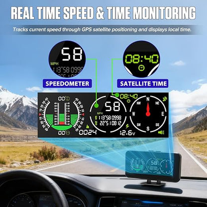 M60 Car Inclinometer for Off-Road SUV Vehicles, MPH KMH GPS Speedometer - Image 7