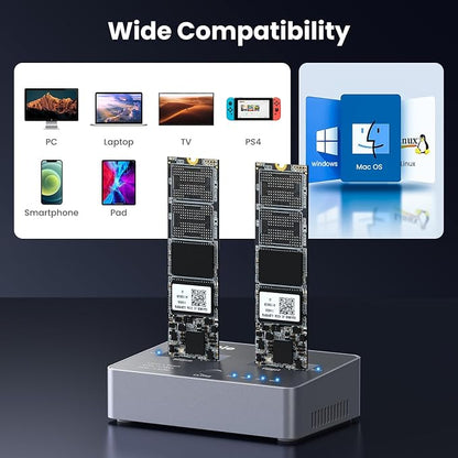 M.2 NVME/SATA Duplicator, Coolpie CR121 Dual-Bay Offline Clone M.2 NVME/SATA - Image 6