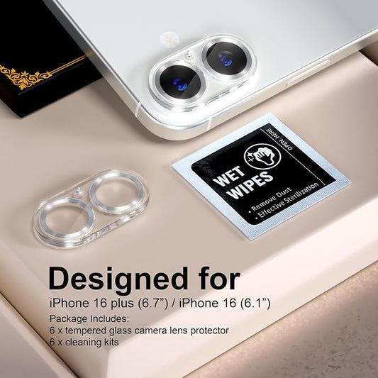 beuxece for 6 Pack iPhone 16 / iPhone 16 Plus Camera Lens Protector 9H Tempered - Image 2