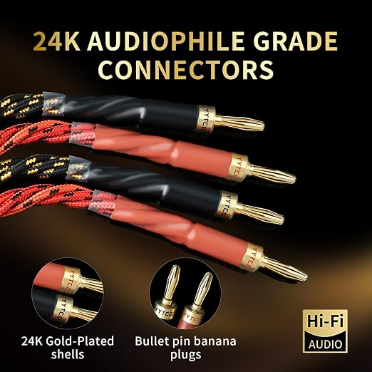 12 AWG Audiophile HiFi Speaker Audio Cable–4N OFC Core, 24K Gold-Plated Banana - Image 5