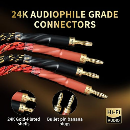 12 AWG Audiophile HiFi Speaker Audio Cable–4N OFC Core, 24K Gold-Plated Banana - Image 5
