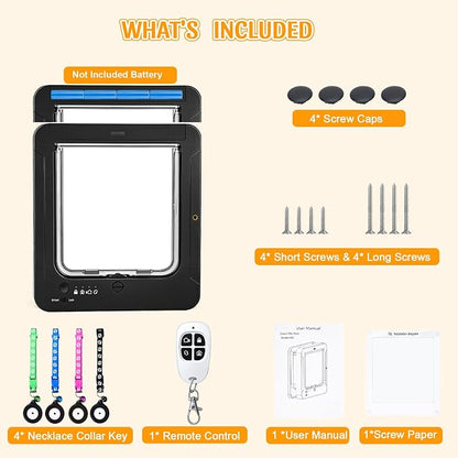 Smart Cat Door with 4 Collar Sensor Key, RFID Electronic Cat Door Collar - Image 7