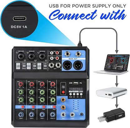 Dj Mixers 5 Channel Audio Mixer Sound Board - Image 2