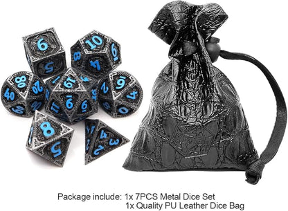 Haxtec Metal DND Dice Set Black Blue Dragon D&D Dice Set - Image 2