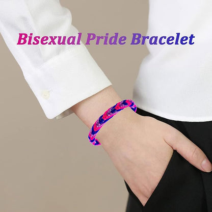 Nanafast Titanium Stainless Steel Rainbow LGBT Pride Bracelet Handmade Braided - Image 6