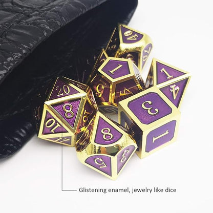 Haxtec D&D Metal Dice Set Gold Purple DND Dice Compatible - Image 3