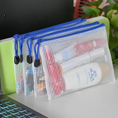 AUSTARK 10 Pcs Zipper File Bags, Waterproof Plastic Mesh Pouch - Image 4