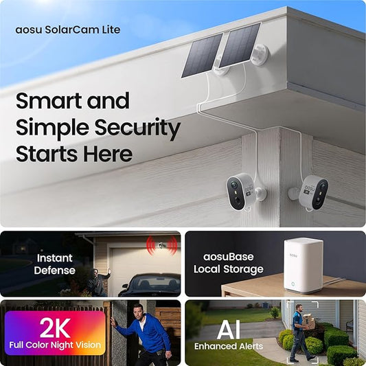 aosu Solar Security Cameras Wireless Outdoor, 2K HD Home Security Camera System - Image 2