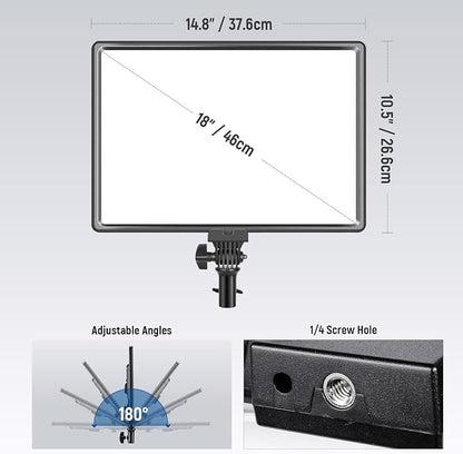 NEEWER NL288 LED Video Light Panel, 45W 4800Lux 3200K-5600K CRI97+ Dimmable Bi - Image 7