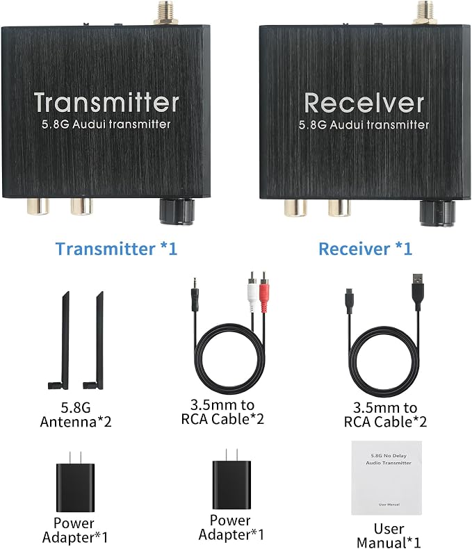 5.8GHz Wireless Audio Transmitter Receiver, 164Ft/50M Long Range 18ms Low - Image 7