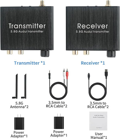 5.8GHz Wireless Audio Transmitter Receiver, 164Ft/50M Long Range 18ms Low - Image 7