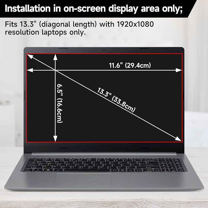 13.3 Inch 1920x1080P Laptop Privacy Screen Filter, Anti Blue Light Glare & Anti - Image 6