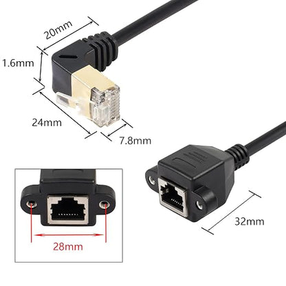 SinLoon 90 Degree Upward Angle Cat8 LAN Cable, RJ45 Male to Female Shielded - Image 3
