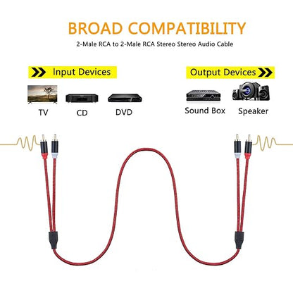 RCA Cable 3Ft, 2Rca Male to 2-Rca Male Audio Stereo Subwoofer Cable - Image 4