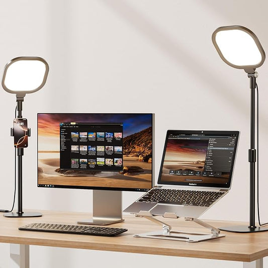 2 Packs Video Conference Lighting Kits, Dimmable Desk Ring Light by LitONES