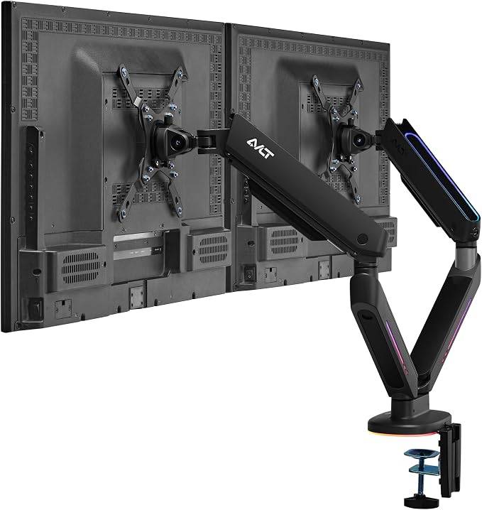 AVLT Dual 27”-43” RGB Gaming Monitor Arm Desk Mount Built-in 20 Lighting Modes by AVLT-USA