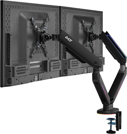 AVLT Dual 27”-43” RGB Gaming Monitor Arm Desk Mount Built-in 20 Lighting Modes by AVLT-USA