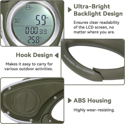 HERCHR Digital Altimeter, Hiking Thermometer Portable Compass - Image 3