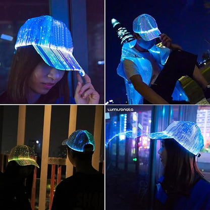 lumisonata LED Cap Fiber Optic Hat EDM Baseball Caps Light Up 7 Colors Glowing - Image 3