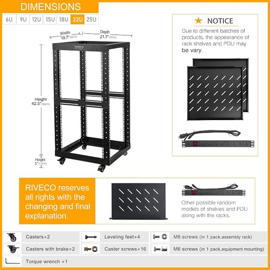 RIVECO 22U Open Frame Server Rack - Image 2