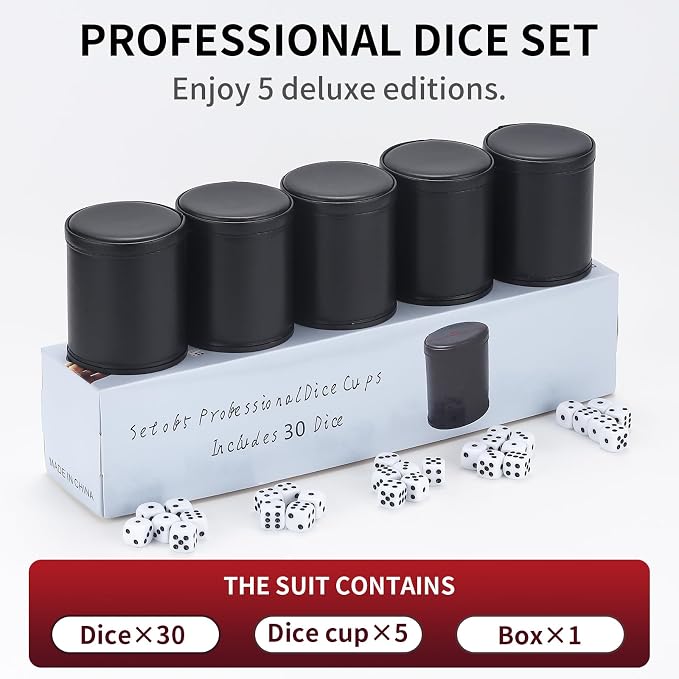 5 Pack PU Leather Dice Cup Set - Image 2