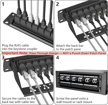 Jadaol 24 Port Patch Panel Rackmount or Wall Mount 19-Inch, 1U Cat 6 Network - Image 8